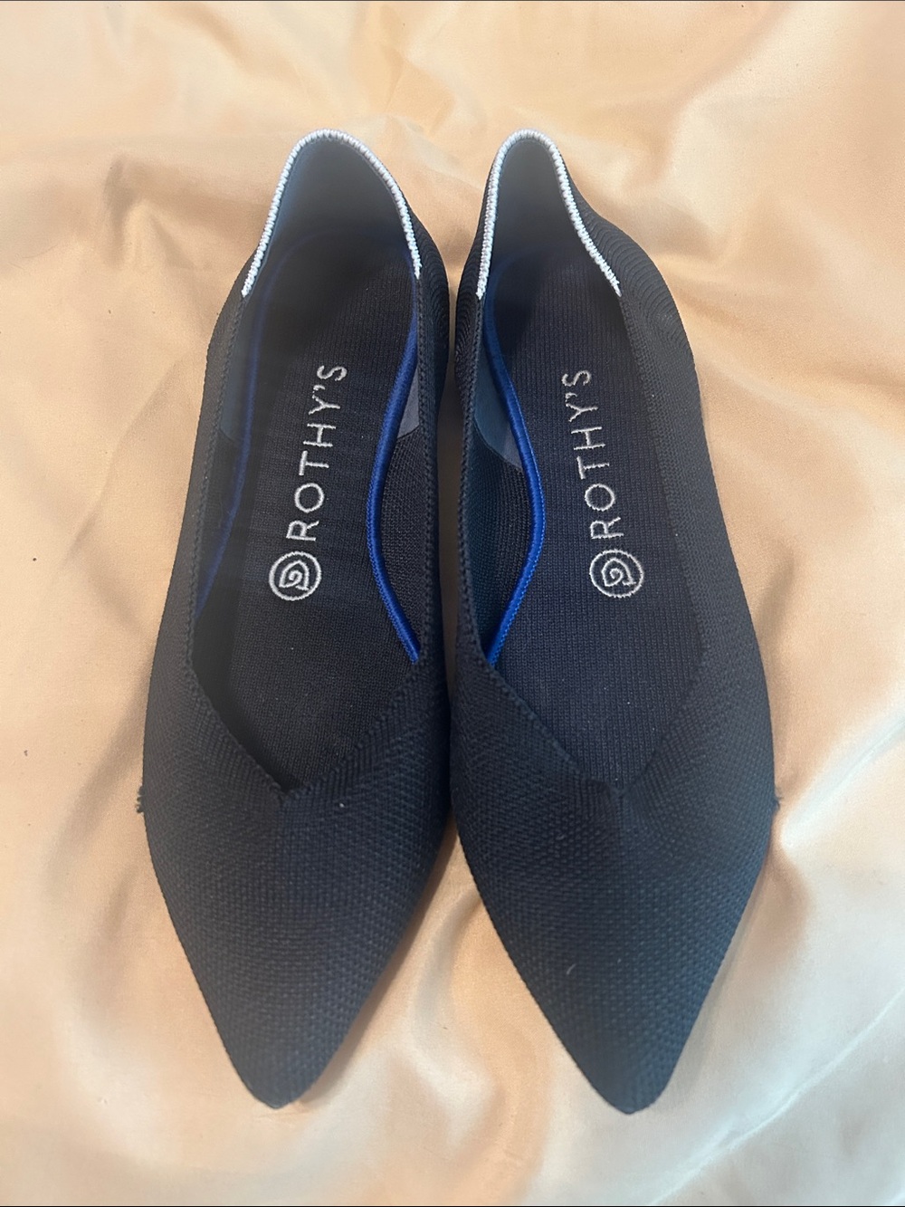 Rothy's Black Pointed Knit Ballet Flats - Picture 2 of 7